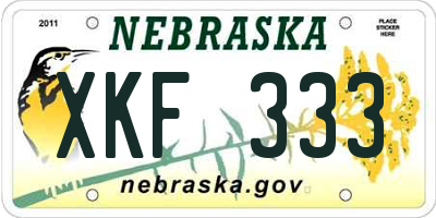NE license plate XKF333
