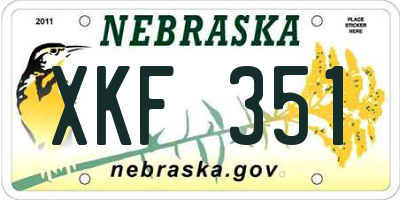 NE license plate XKF351