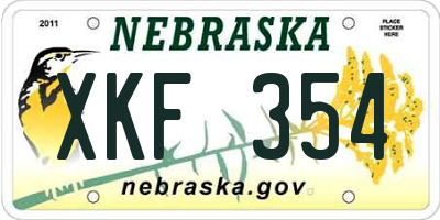 NE license plate XKF354