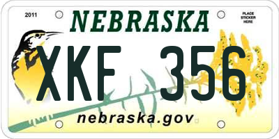NE license plate XKF356