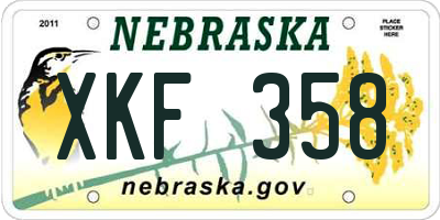NE license plate XKF358
