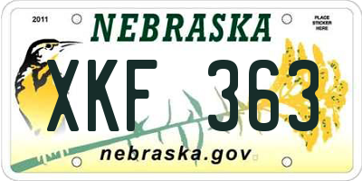 NE license plate XKF363