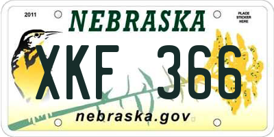 NE license plate XKF366