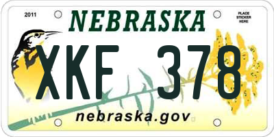 NE license plate XKF378