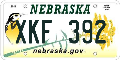 NE license plate XKF392