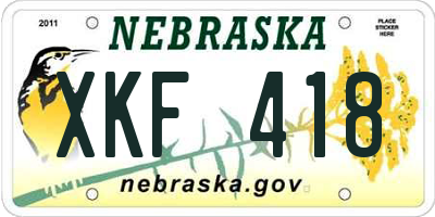 NE license plate XKF418