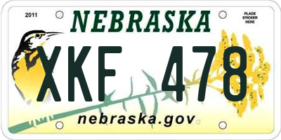 NE license plate XKF478