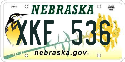 NE license plate XKF536