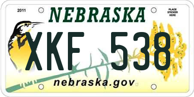 NE license plate XKF538