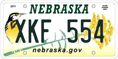 NE license plate XKF554