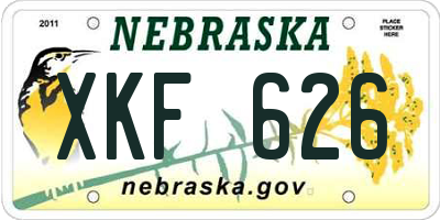 NE license plate XKF626