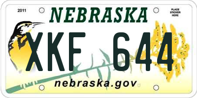 NE license plate XKF644