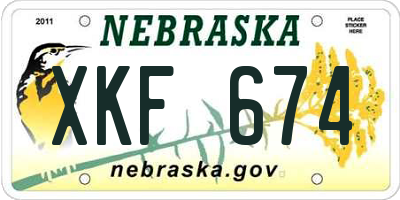 NE license plate XKF674