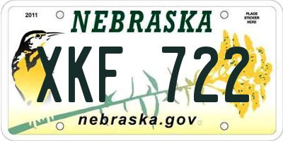 NE license plate XKF722
