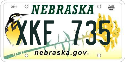 NE license plate XKF735