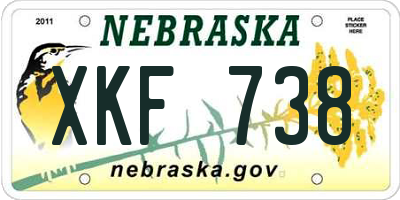 NE license plate XKF738