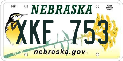 NE license plate XKF753
