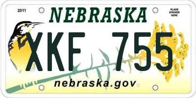 NE license plate XKF755