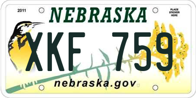 NE license plate XKF759