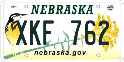 NE license plate XKF762