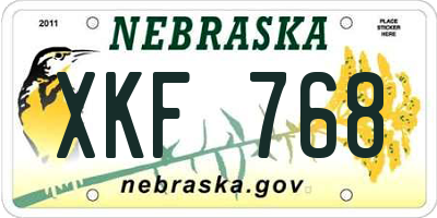 NE license plate XKF768