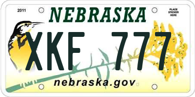 NE license plate XKF777