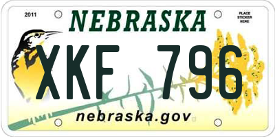 NE license plate XKF796