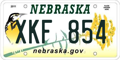 NE license plate XKF854