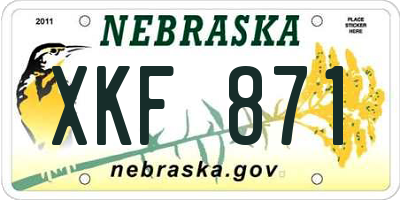 NE license plate XKF871