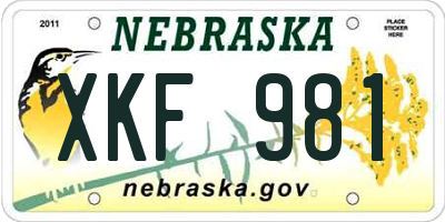 NE license plate XKF981