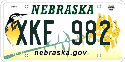 NE license plate XKF982