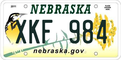 NE license plate XKF984