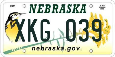 NE license plate XKG039
