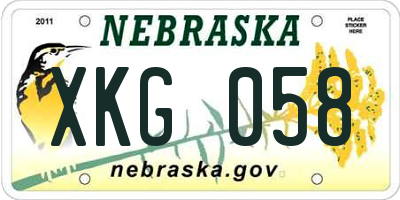 NE license plate XKG058