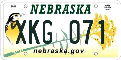 NE license plate XKG071
