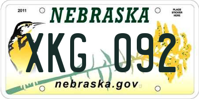 NE license plate XKG092