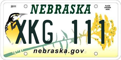 NE license plate XKG111