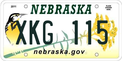 NE license plate XKG115