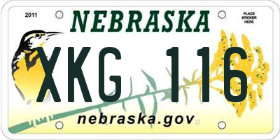 NE license plate XKG116