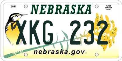 NE license plate XKG232