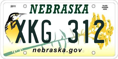 NE license plate XKG312
