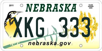 NE license plate XKG333