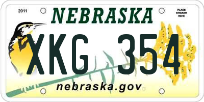NE license plate XKG354