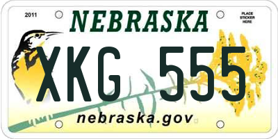 NE license plate XKG555