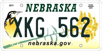 NE license plate XKG562