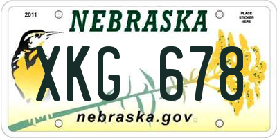 NE license plate XKG678