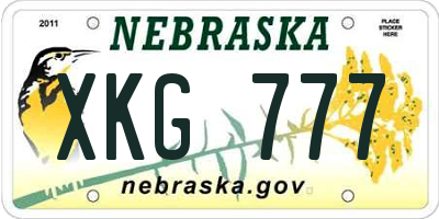 NE license plate XKG777