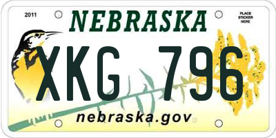 NE license plate XKG796