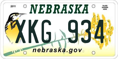NE license plate XKG934