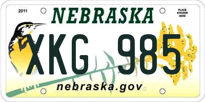 NE license plate XKG985